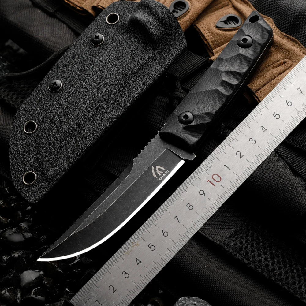 HUANGFU Full Tang Fixed Blade Knife with Sheath | Outdoor EDC Fixed Blade Knife Qst