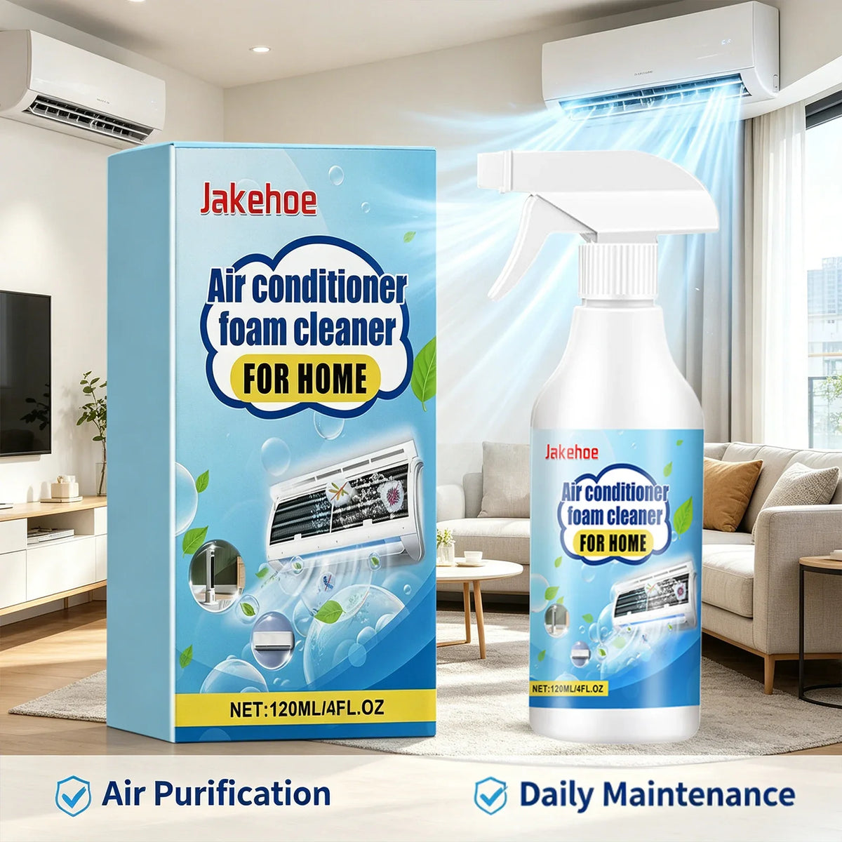 Air Conditioner Foam Cleaner Spray 120ml – No-Rinse Formula AC Foam Cleaner Qme
