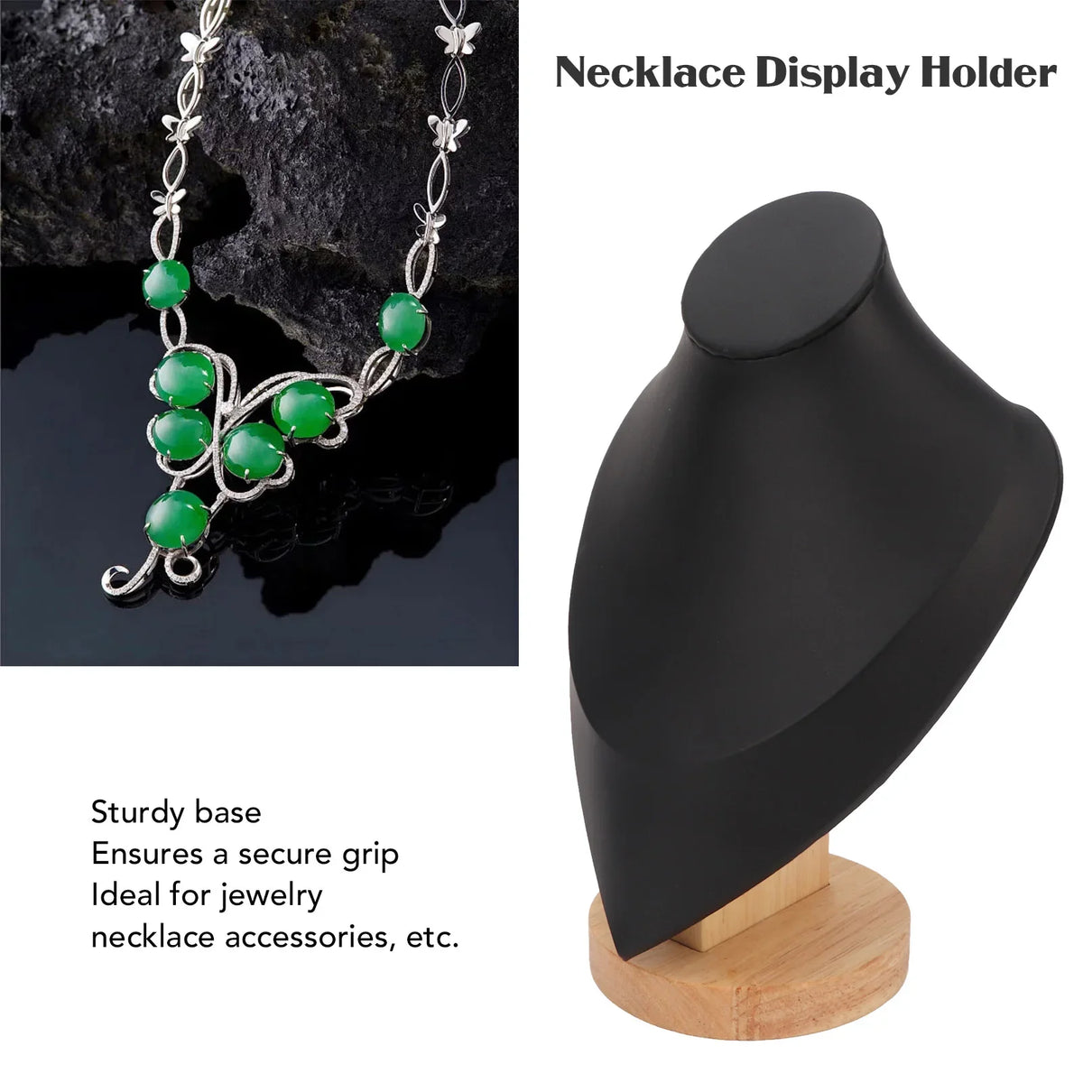 Elegant Wood Necklace Bust Stand | Jewelry Display Holder Jewelry Display Stand Qme