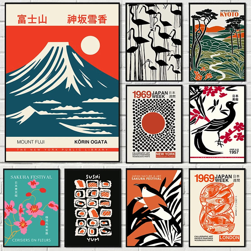 Vintage Japan Mount Fuji Canvas Wall Art Poster Unframed Canvas Wall Art Qst