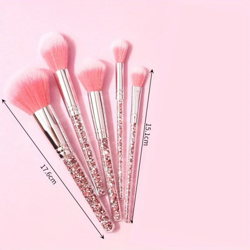 Glitter Rhinestone Handle Makeup Brush Set – Powder & Blush Makeup Brush Set Qme