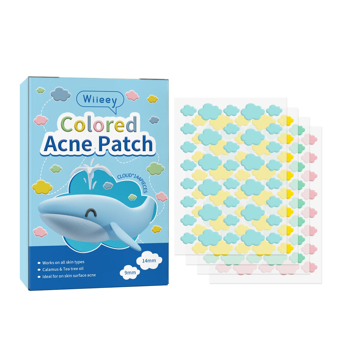 Wiieey Star Acne Patches – Colorful Pentagram Pimple Stickers Acne Patch Stickers Qst Cloud 144pcs