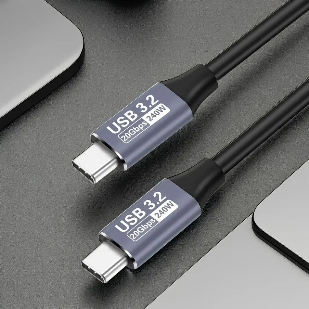 USB 3.2 20Gbps Type-C Cable 240W 5A Fast Charging 4K 60Hz USB-C Cable Qme