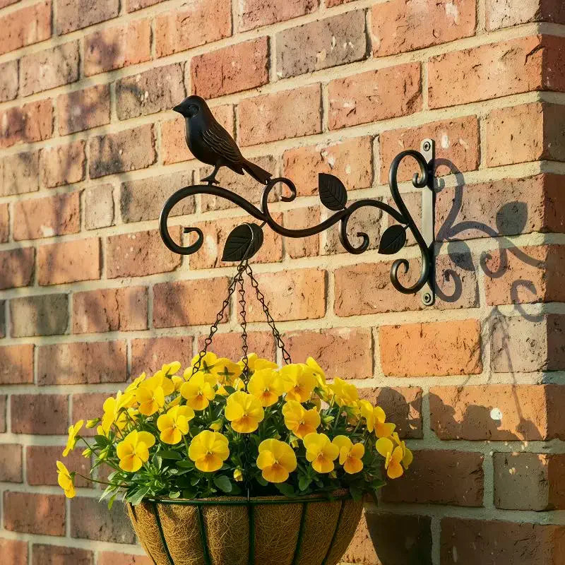 Wrought Iron Hanging Plant Bracket – Bird & Leaf Design Plant Bracket Qme