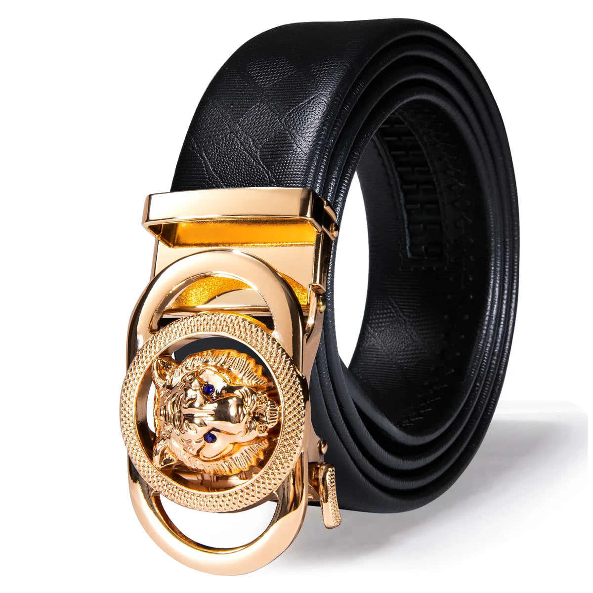 Men's Luxury Genuine Leather Belt – Automatic Buckle Leather Ratchet Belt Qme 2339 130cm