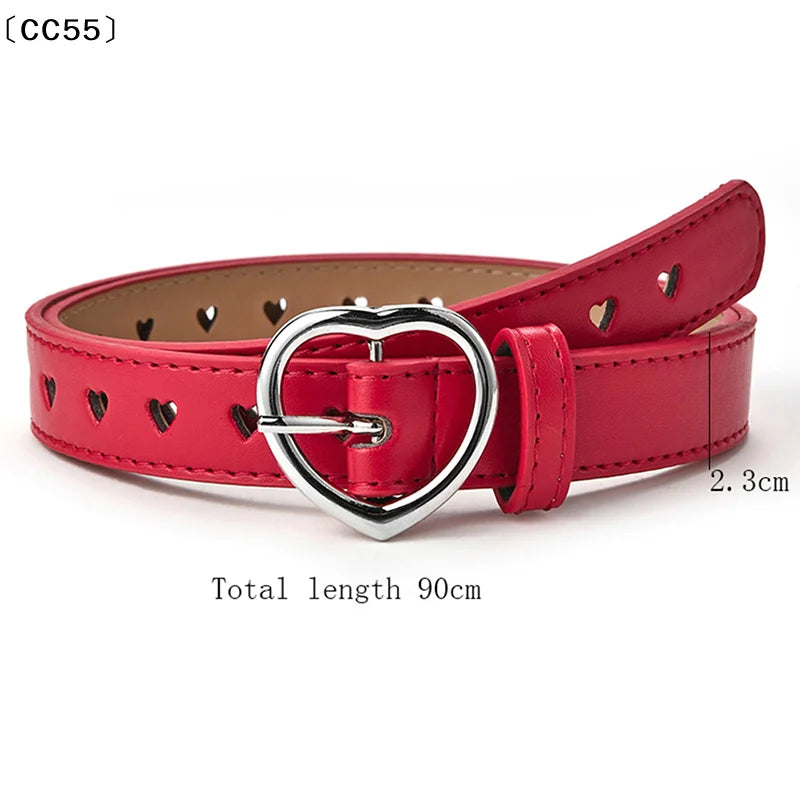 Skeleton Love Buckle Belt – Slim PU Leather Fashion Belt Fashion Belt Qst