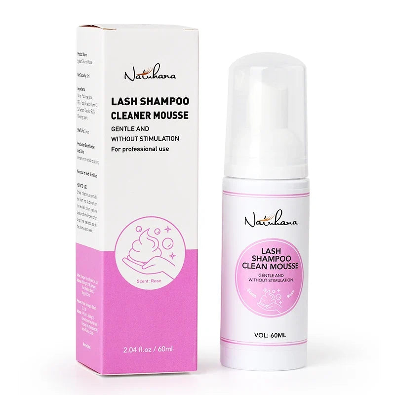 NATUAHANA Lash Shampoo Foaming Cleanser – Eyelash Extension Wash Lash Foaming Cleanser Qme Rose