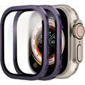 Apple Watch Ultra 49mm Tempered Glass Screen Protector HD Watch Screen Protector Qme 2PCS Purple For Ultra 1 2 49MM