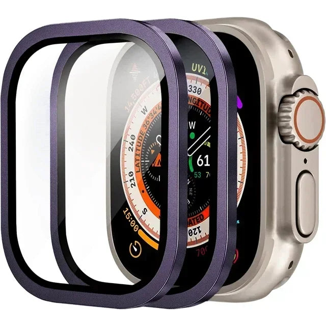 Apple Watch Ultra 49mm Tempered Glass Screen Protector HD Watch Screen Protector Qme 2PCS Purple For Ultra 1 2 49MM