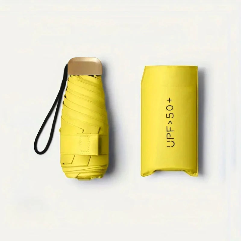 Ultra-Light UV Protection Folding Umbrella – 190T Canopy Folding UV Umbrella Qst YELLOW 6K Iron