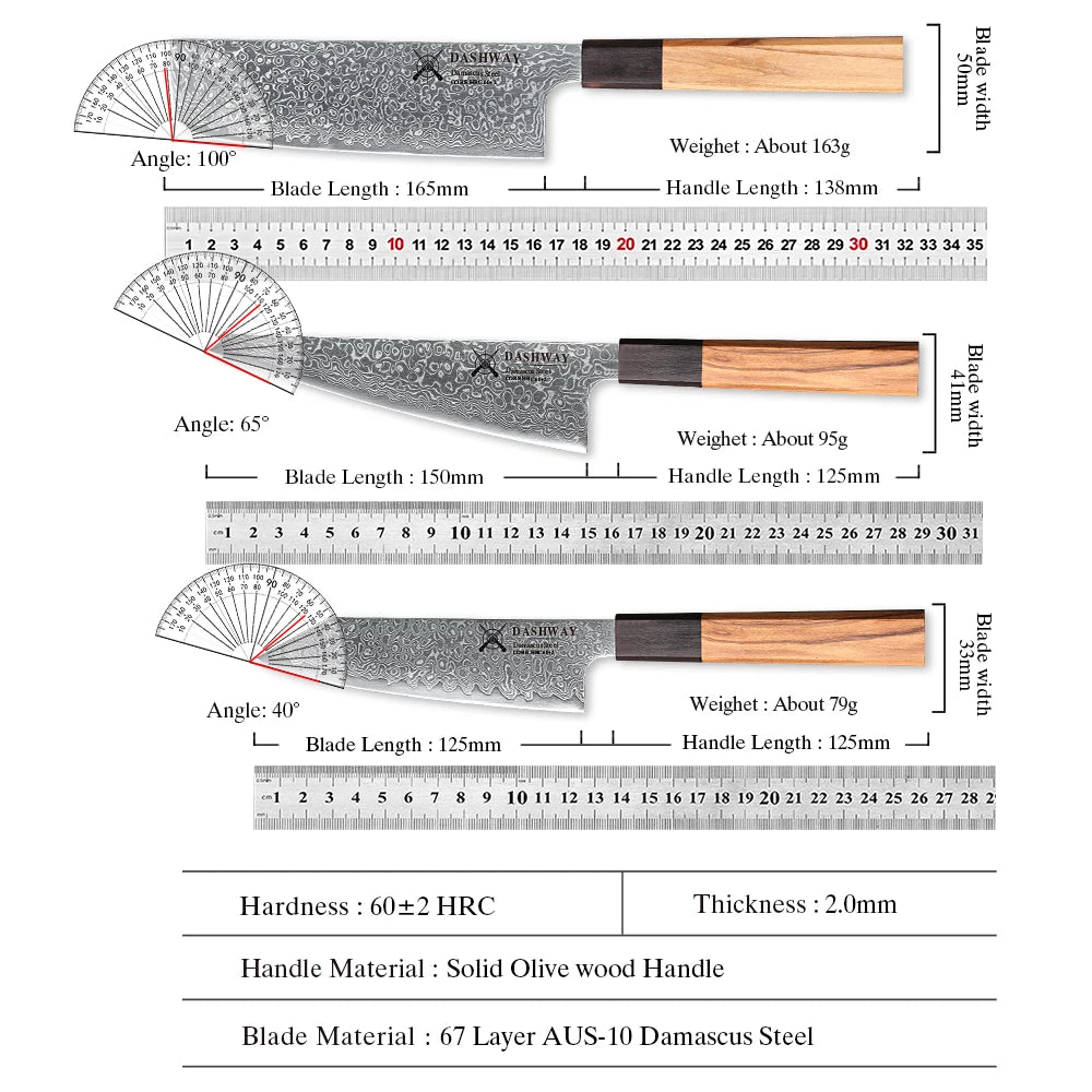 DASHWAY 67-Layer Damascus Steel Kitchen Knife Set 1–7 Pc Damascus Kitchen Knife Set Qst