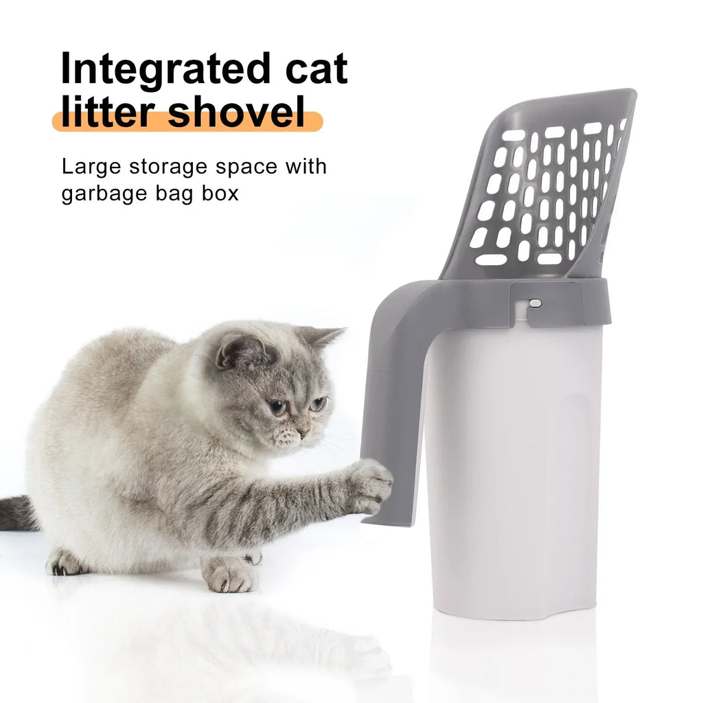 Cat Litter Scoop with Refill Bag Dispenser | Easy Clean Tool Cat Litter Scoop Qme