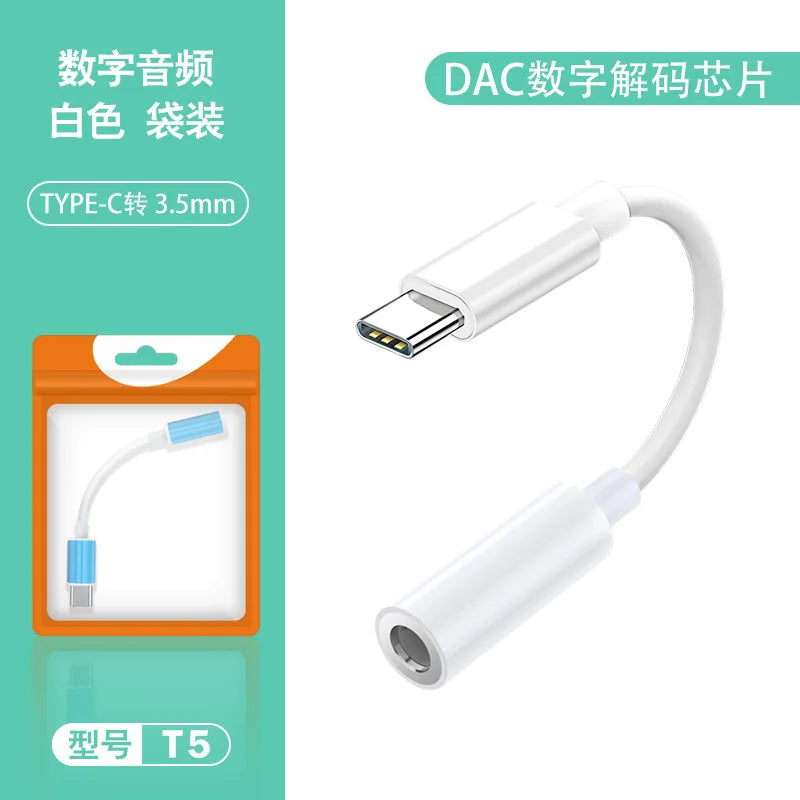 USB-C to 3.5mm Headphone Adapter | Audio Auxiliary Cable USB-C Audio Adapter Qme Digital Model-White