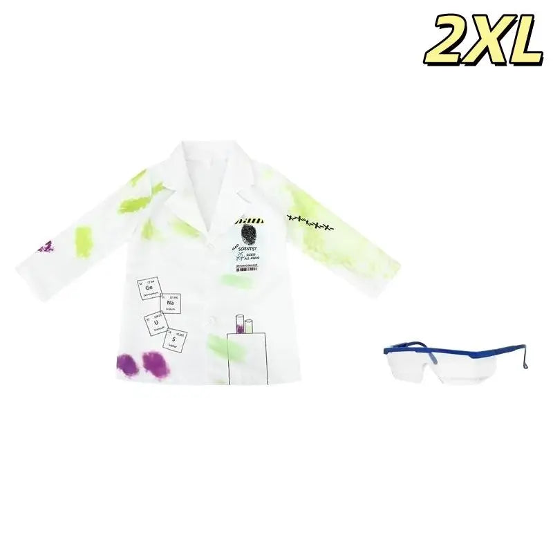 Kids Mad Scientist Costume – Printed Lab Coat & Goggles Kids Costume Set Qme A