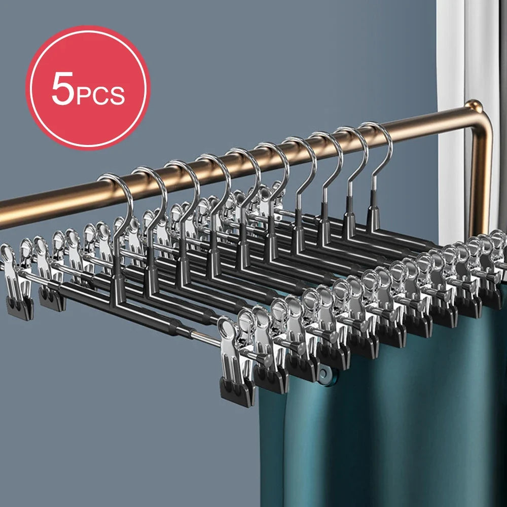 Adjustable Metal Hanger Clips – Non-Slip Space-Saving Organizer Hanger Clips Qme 5pcs Black