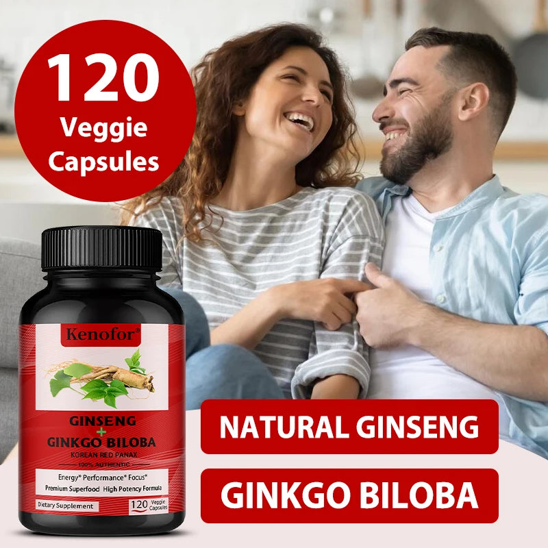 Ginseng & Ginkgo Biloba Capsules – Memory & Focus Support Herbal Supplement Qst