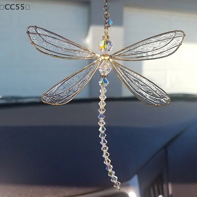 Metal Dragonfly Crystal Suncatcher – Window & Garden Ornament Crystal Suncatcher Qst