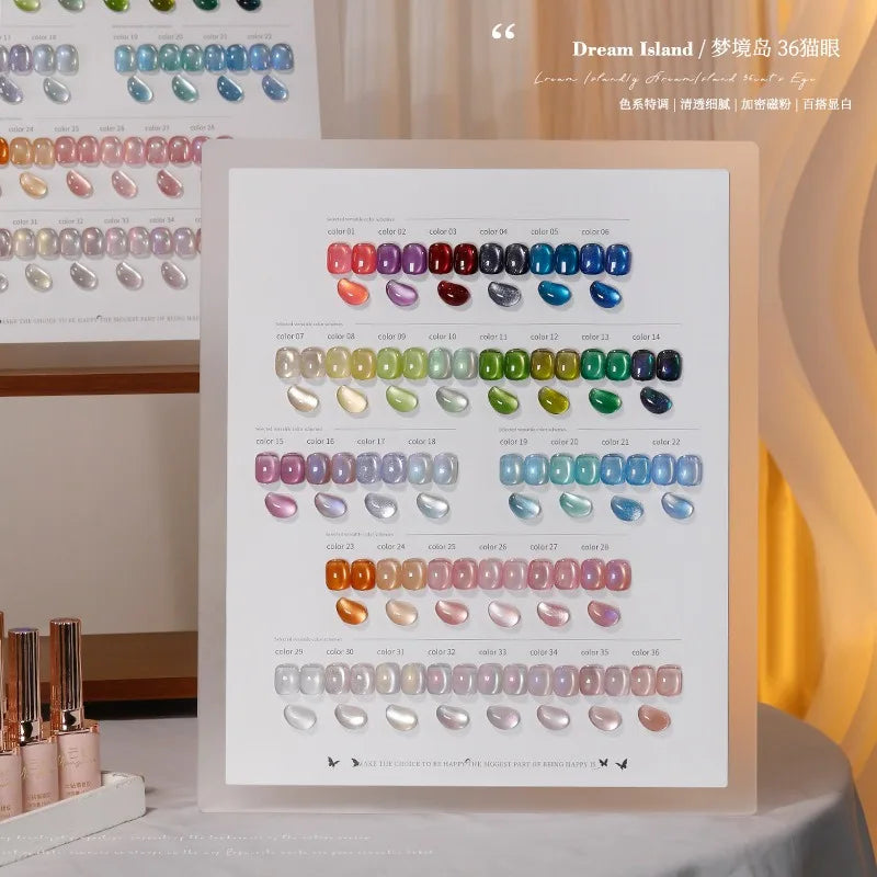 36-Color Cat Eye Gel Polish Set – Magnetic UV LED Nail Kit Gel Nail Polish Set Qme