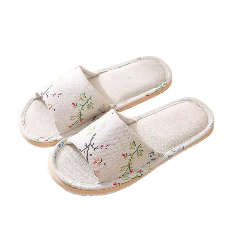 Women's Linen Flax Slippers – Lightweight Flat Summer Sandals Flat Linen Slippers Qme 37-38 A