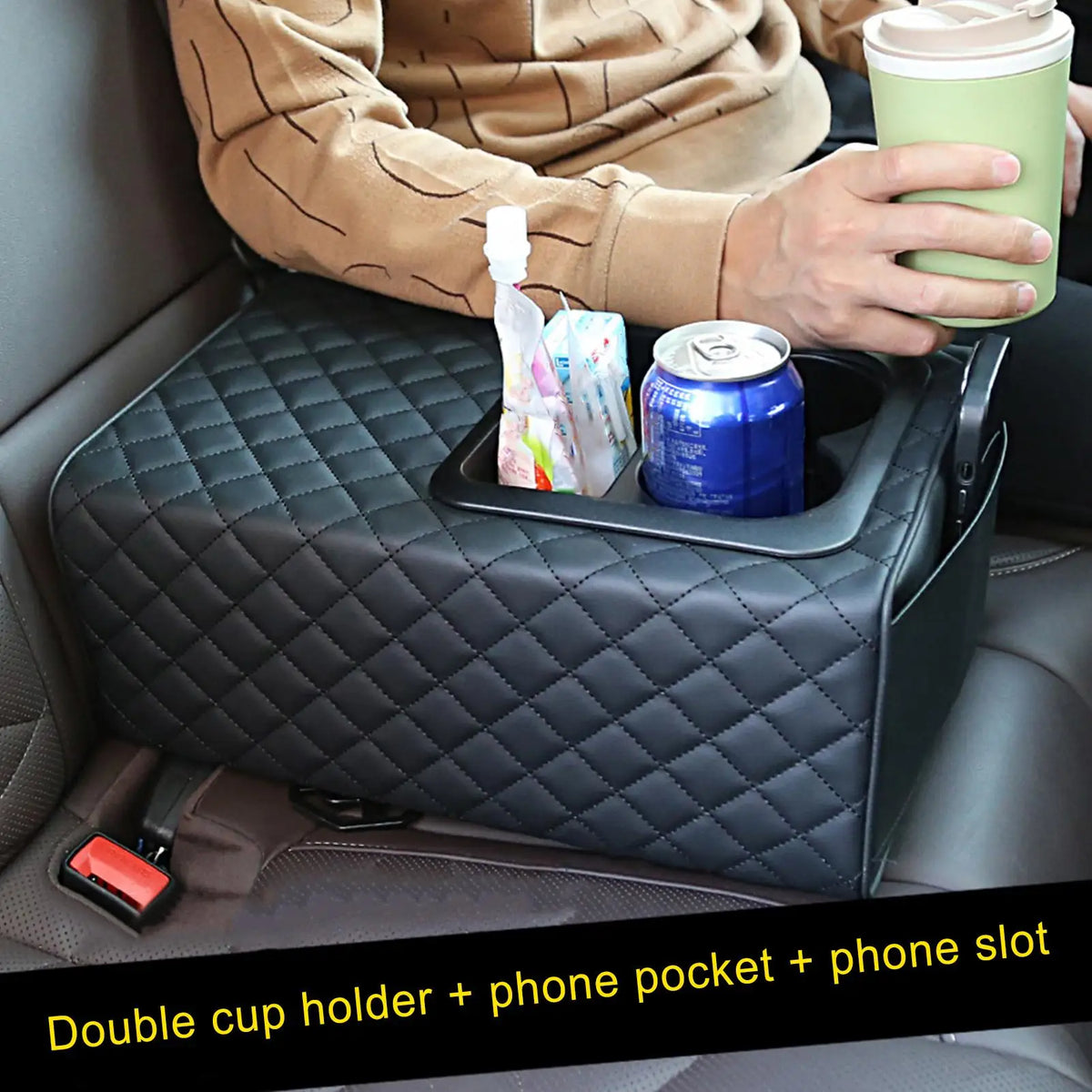 Universal Rear Seat Armrest Console Box with Cup Holders Car Armrest Organizer Qme