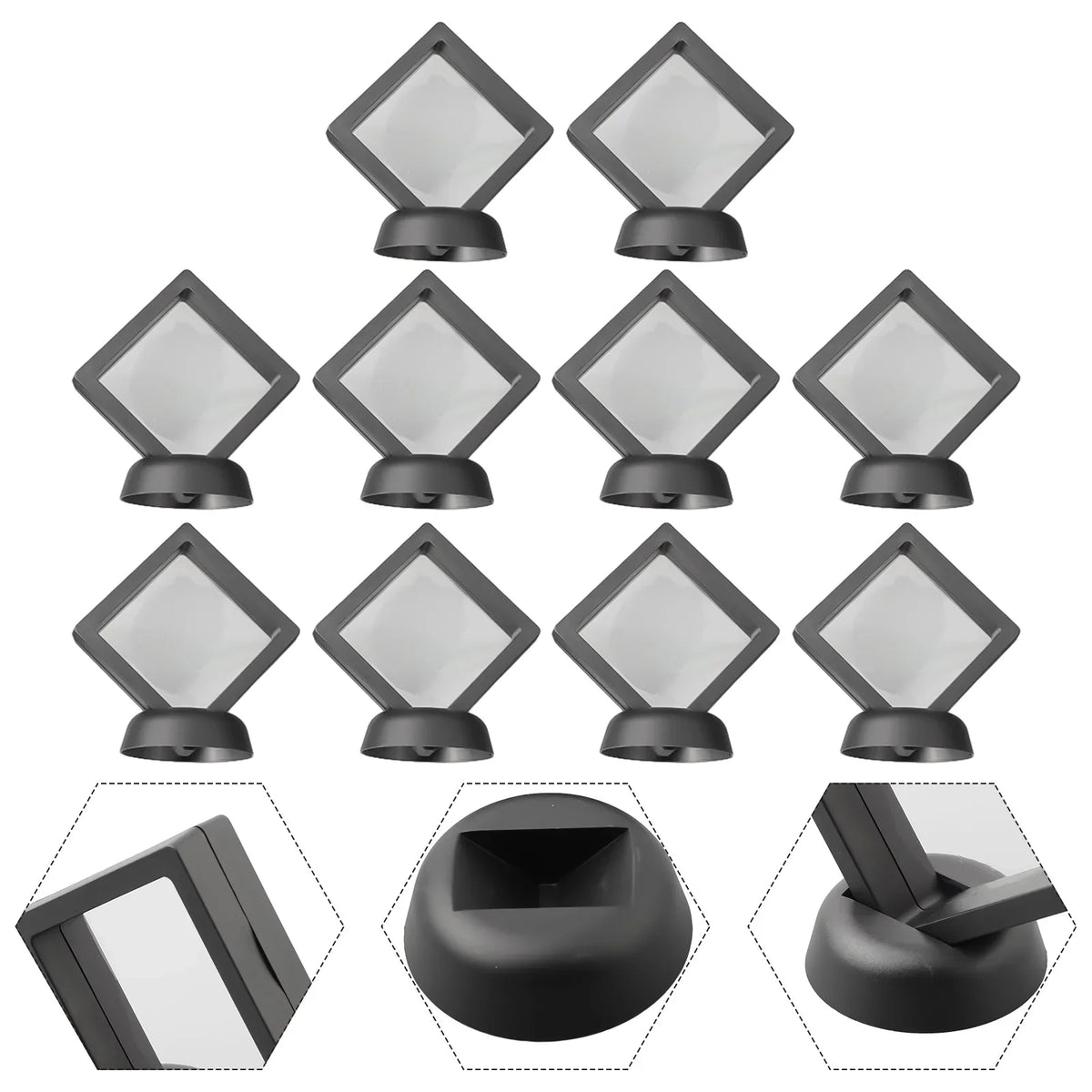 3D Floating Frame Display Stand for Jewelry, Rings & Coins Collectible Display Frame Qme