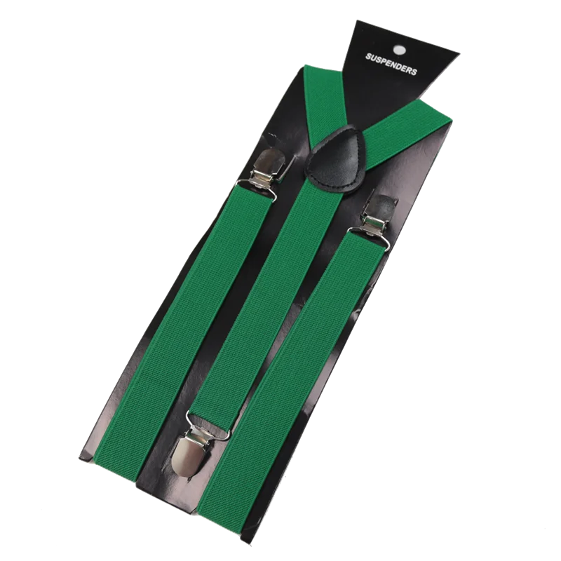 Unisex Elastic Leather Suspenders Braces – 26 Colors Suspenders & Braces Qme green China Mainland