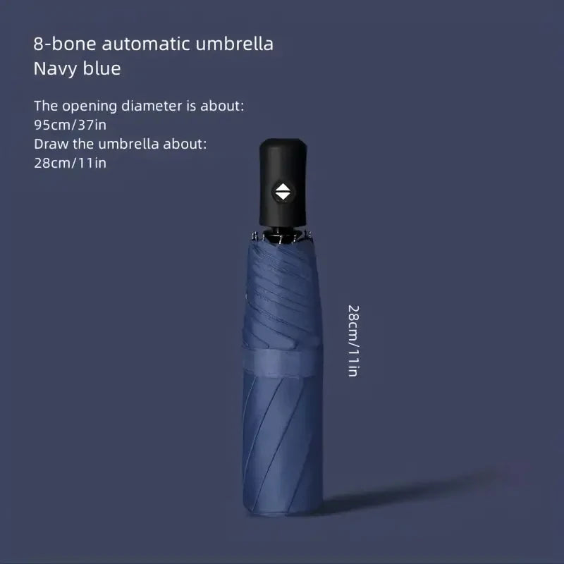 Three-Fold UV Protection Umbrella – Compact Unisex Folding Folding Umbrella Qst Navy Blue
