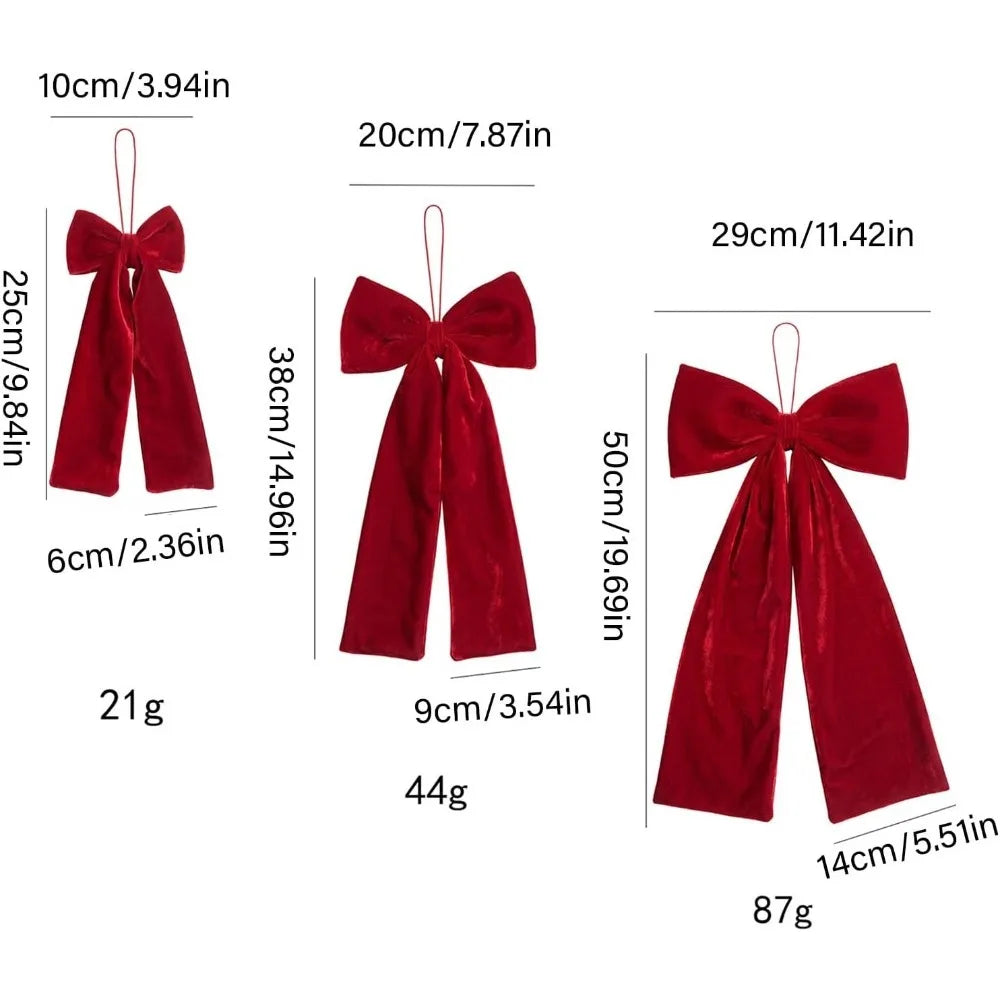 Velvety Bendable Fabric Bow Christmas Tree Ornaments | 4 Colors Christmas Bow Ornament Qme 3Pcs Other