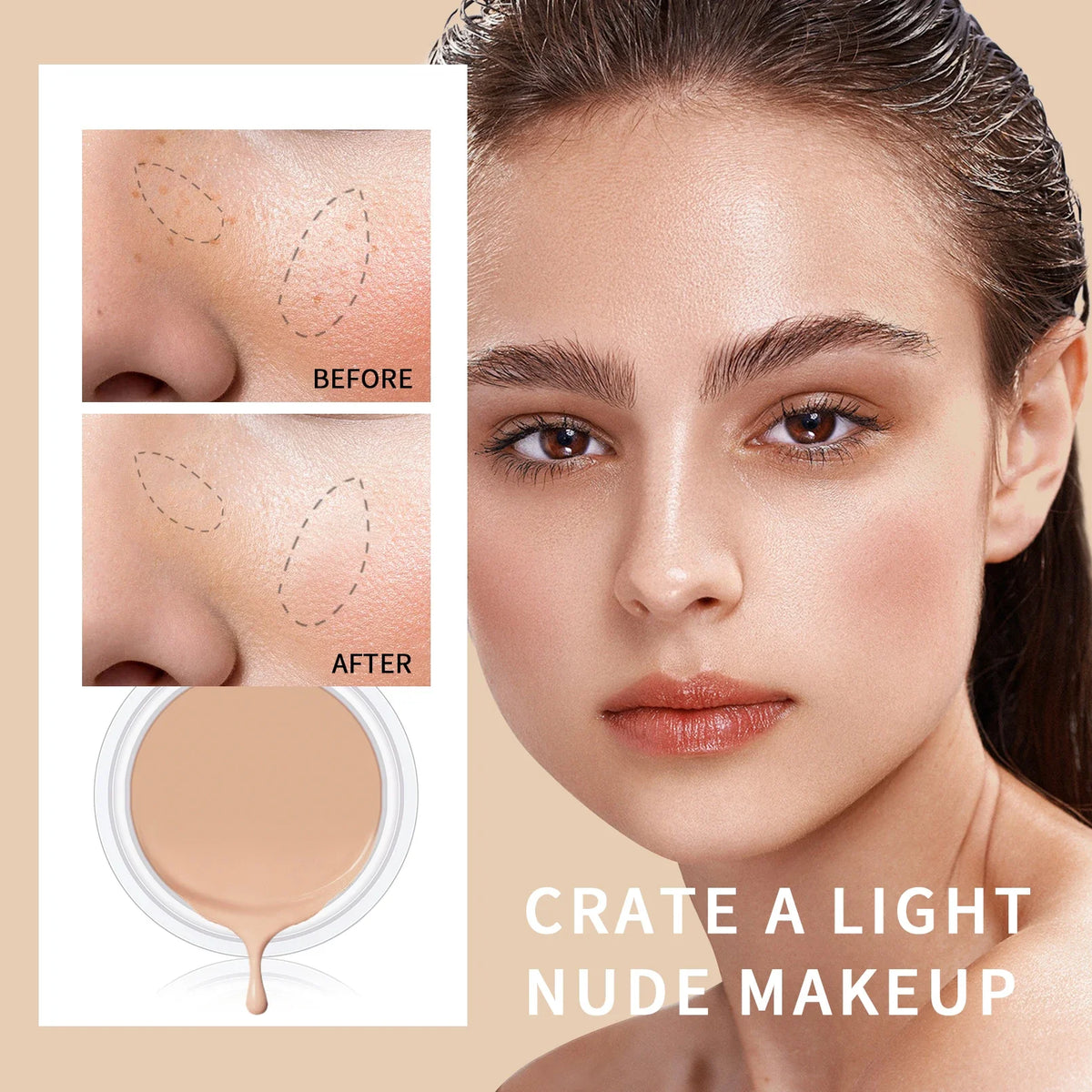 Qme Hydrating Concealer – Full Coverage Makeup, 3 Shades Face Concealer Qme