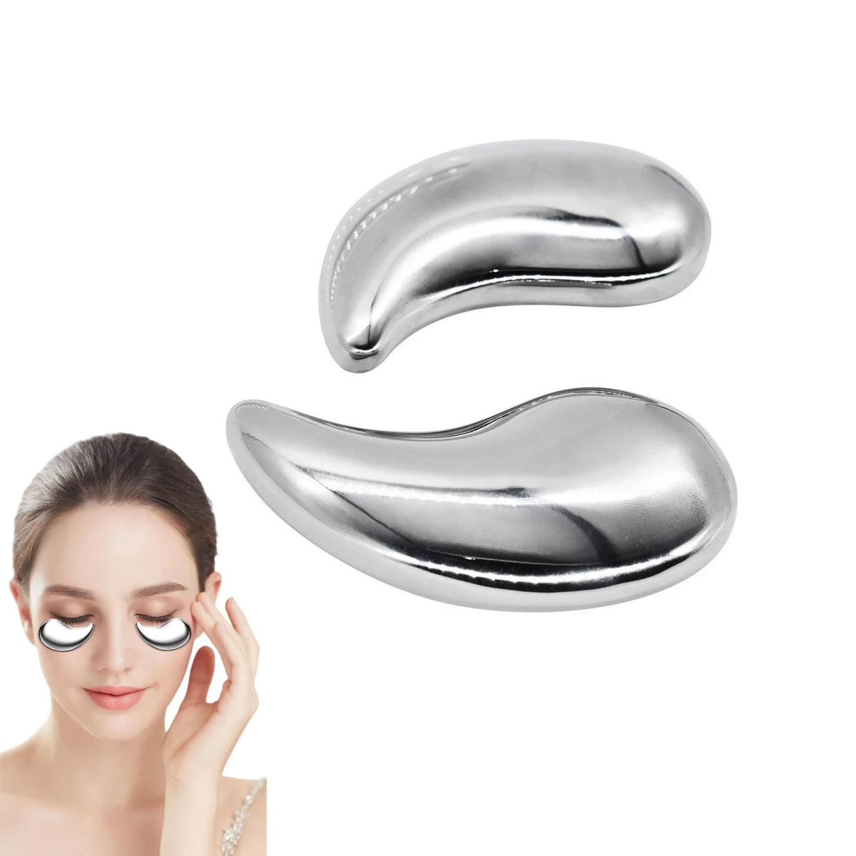 Stainless Steel Cooling Eye Pads – Hot & Cold Eye Mask 2-Pack Eye Care Mask Qst
