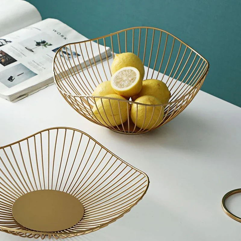 Iron Fruit Basket Bread & Snack Tray Bowl – 4 Colors Fruit Basket Tray Qme