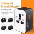 Universal Travel Adapter USB-C USB-A | EU UK US AU Plug Travel Power Adapter Qme All Black