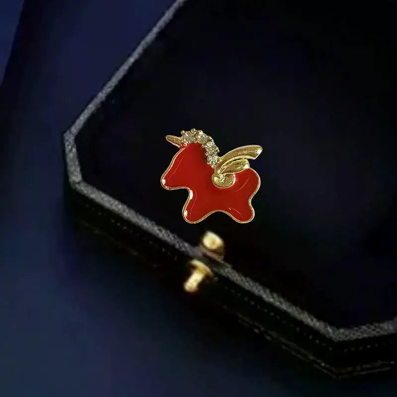 Zodiac Horse Brooch – Dripping Oil Enamel Pony Lapel Pin Enamel Lapel Pin Qme