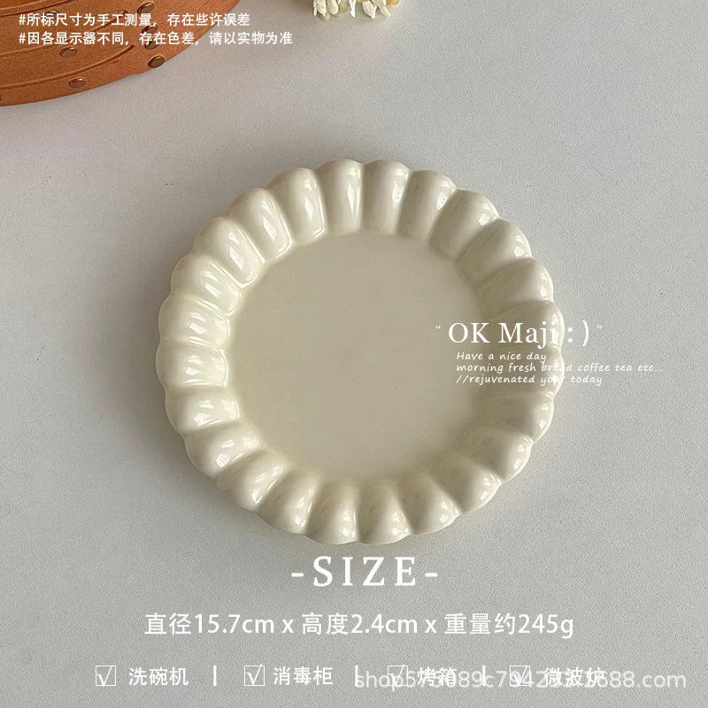Elegant Porcelain Dinner Plate | Round Flat Ceramic | 4 Colors Ceramic Dinner Plate Qme 6.15Inches