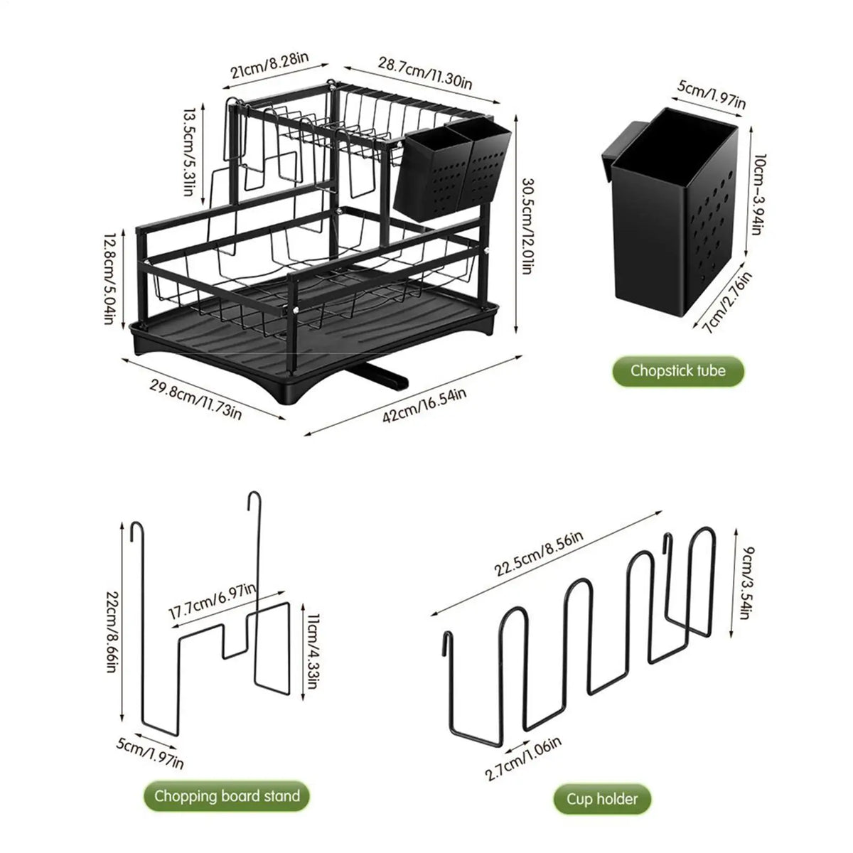 2-Tier Dish Drying Rack | Plate & Pot Lid Drainer Organizer Dish Drying Rack Qme