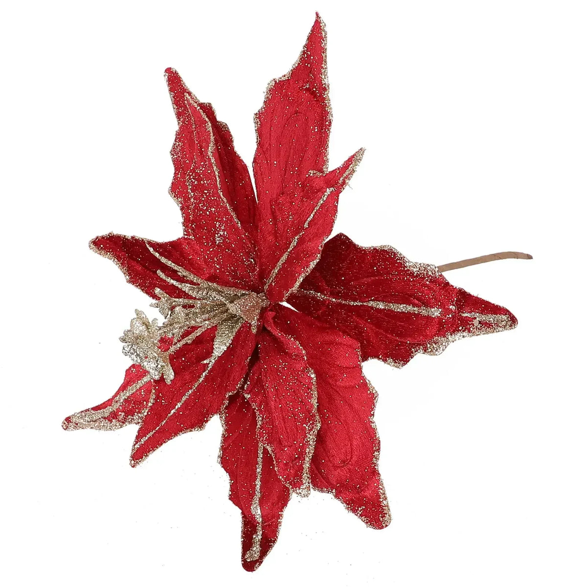 Glitter Artificial Poinsettia Flowers Christmas Tree Decorations Artificial Christmas Flowers Qme