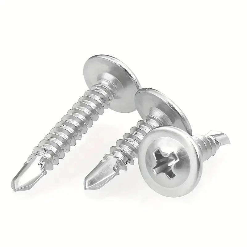 Round Head Self-Tapping Screws with Pad – 100pcs Titanium Steel Self-Tapping Screws Qme