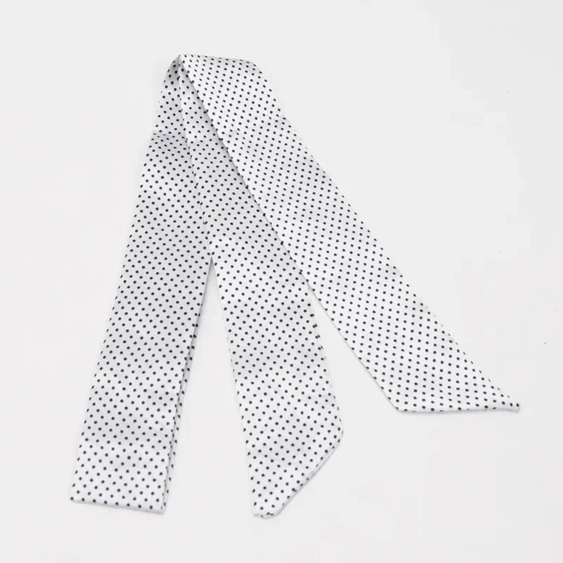 Women's Skinny Ribbon Scarf – Printed Polyester Hair Tie Ribbon Hair Scarf Qme A-32