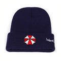 Knitted Beanie Cap – Embroidered Folded Brim Winter Ski Hat Knitted Beanie Hat Qst Navy Blue