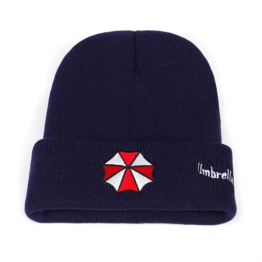 Knitted Beanie Cap – Embroidered Folded Brim Winter Ski Hat Knitted Beanie Hat Qst Navy Blue