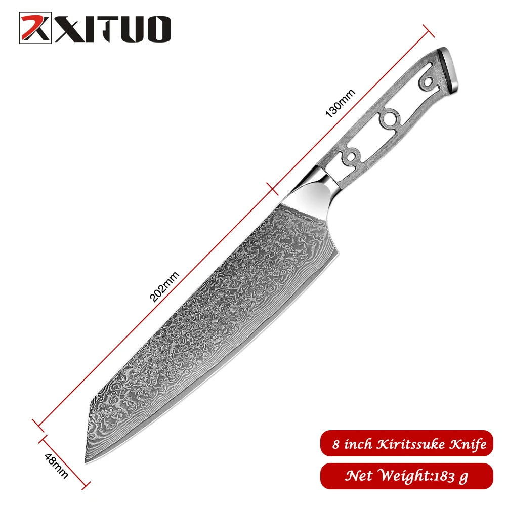 Xituo Damascus Steel Kitchen Knife Set – 67-Layer, 1–6 PCS Kitchen Knife Set Qst Kiritssuke Knife