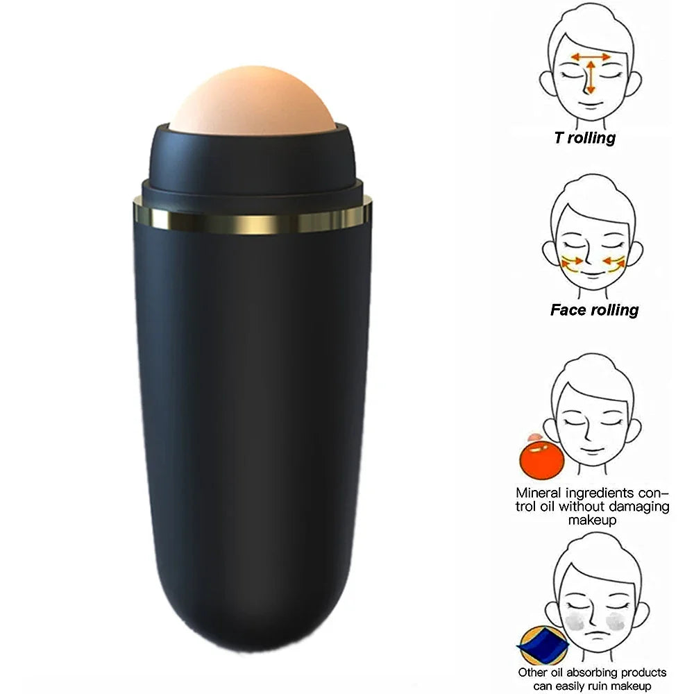 Volcanic Stone Oil-Absorbing Facial Roller | Portable Skin Tool Facial Oil Roller Qme