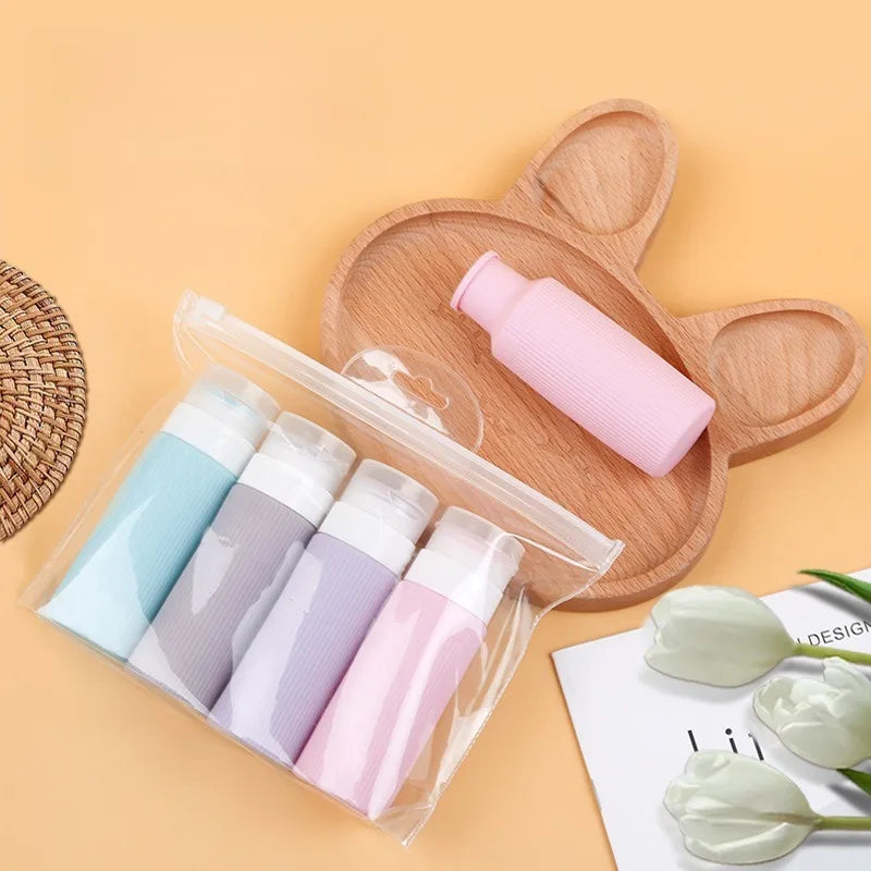 Silicone Travel Squeeze Bottles Leakproof Refillable Set of 4 Travel Squeeze Bottles Qme