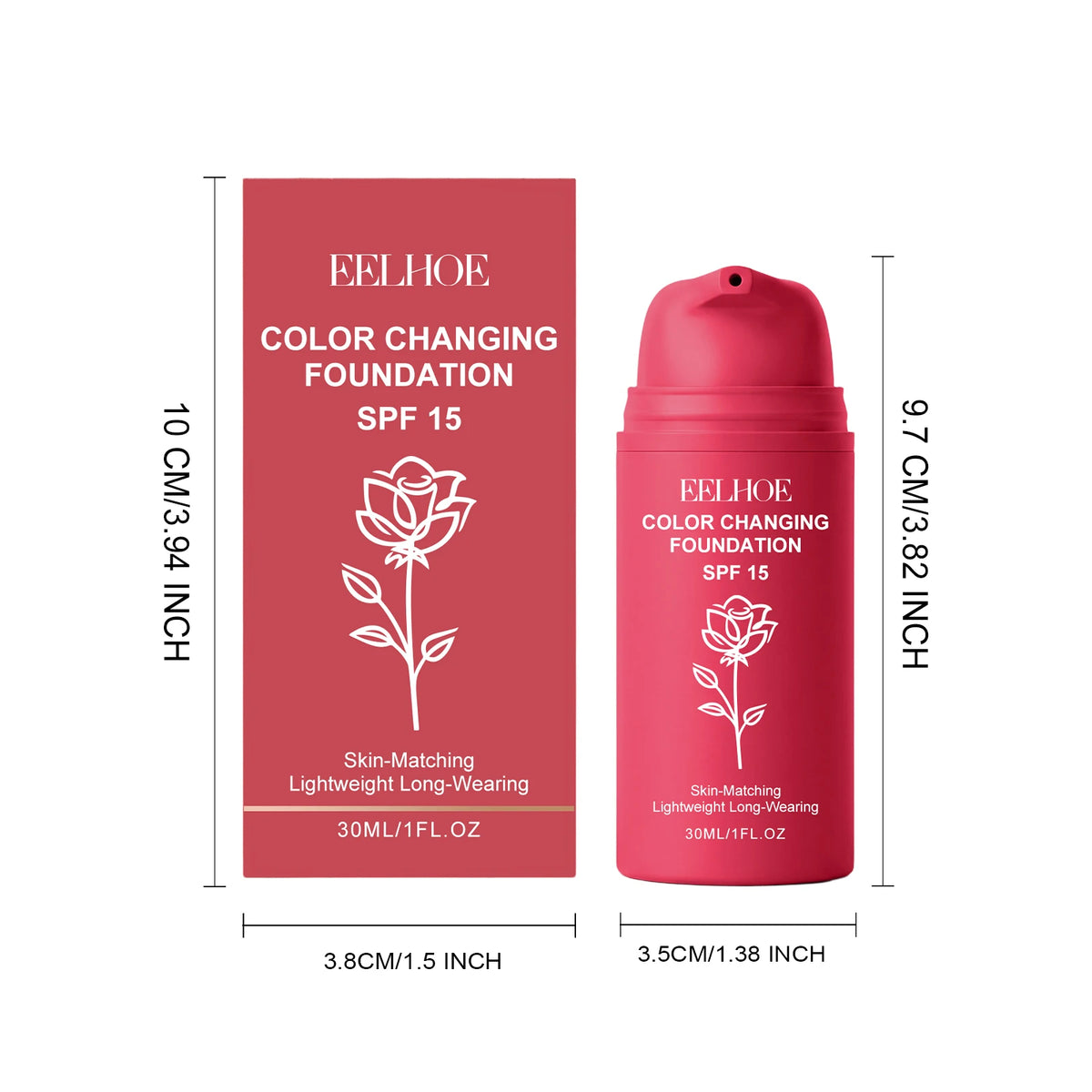 Eelhoe Color-Changing Foundation SPF15 – Lightweight 30ml Cream Face Foundation Cream Qst