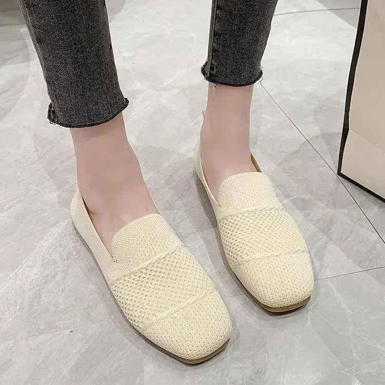 Women's Lightweight Breathable Mesh Flat Loafers Slip-On Women's Flat Loafers Qst Beige 38 CN