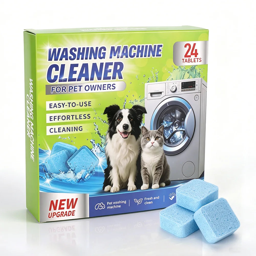 24-Pack Washing Machine Cleaning Tablets – Stains & Pet Hair Washer Cleaning Tablets Qst 24pcs Boxed