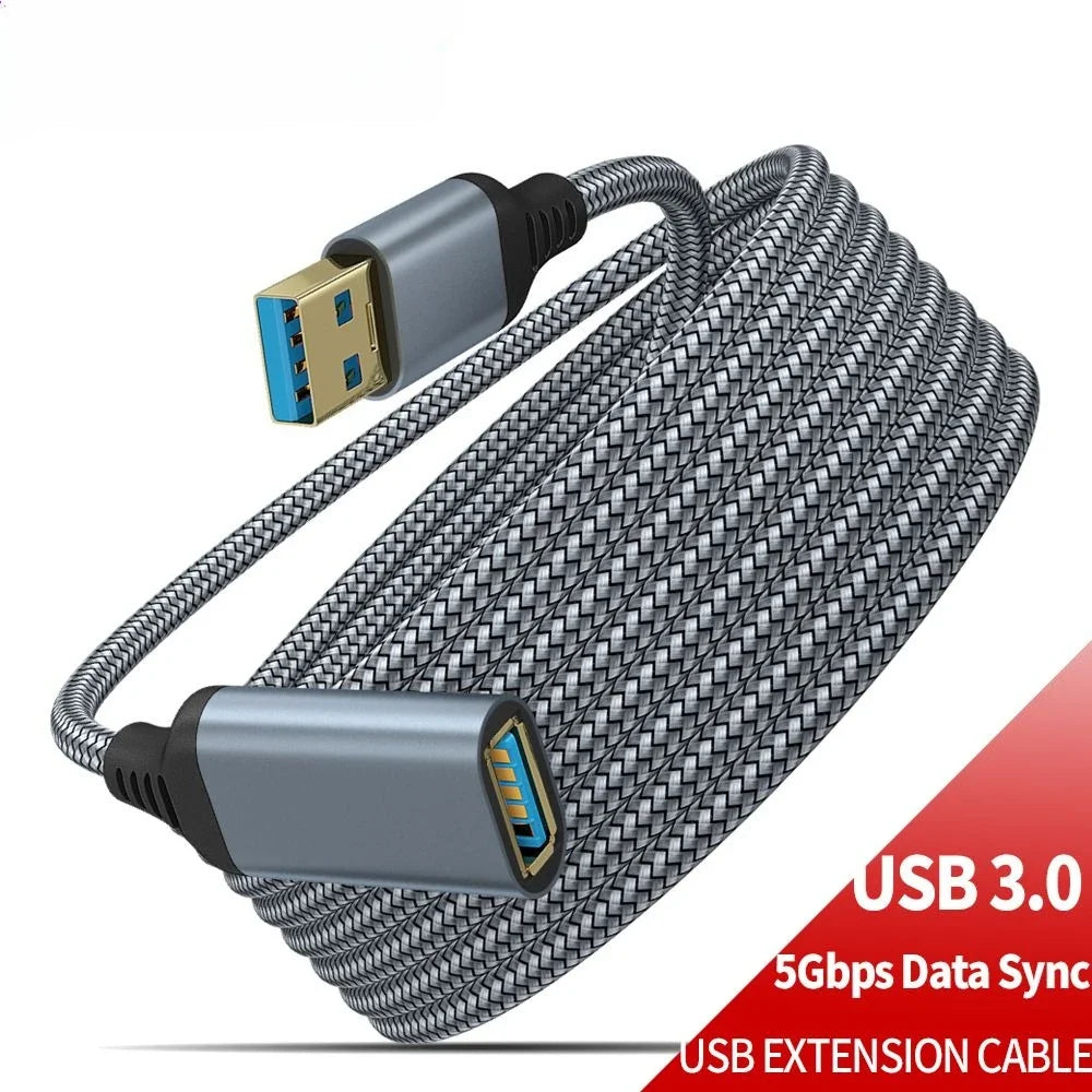 Nylon Braided USB 3.0 Male-to-Female Extension Cable 5M USB Extension Cable Qme