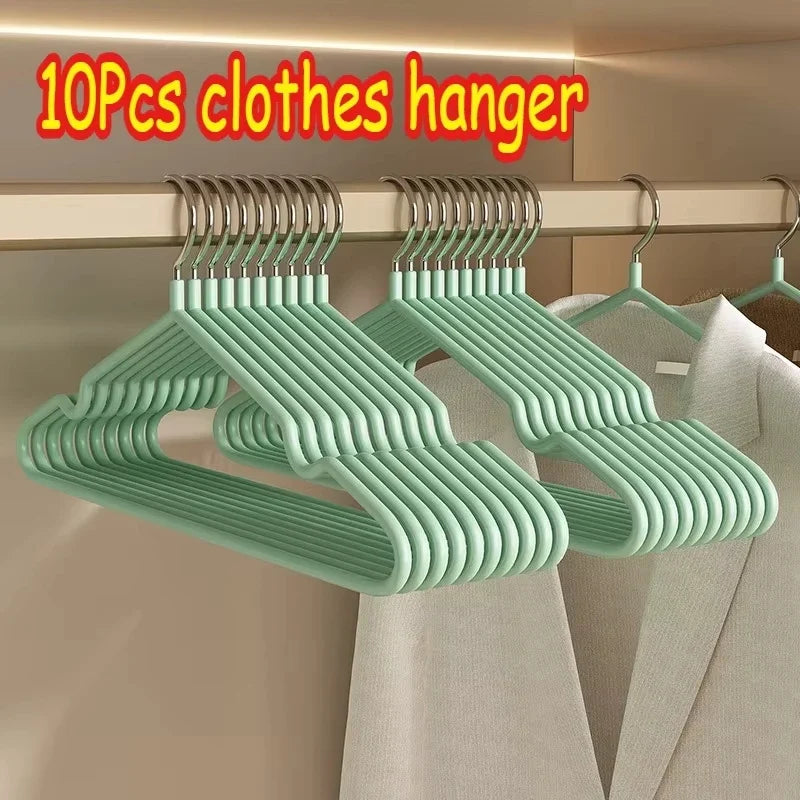 Non-Slip Plastic Clothes Hangers – Dorm & Home Drying (10pc) Clothes Hangers Qme 10pcs green