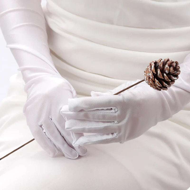 Women's Elbow-Length Opera Gloves | Sun Protection & Evening Party Opera Evening Gloves Qme WHITE length 52cm