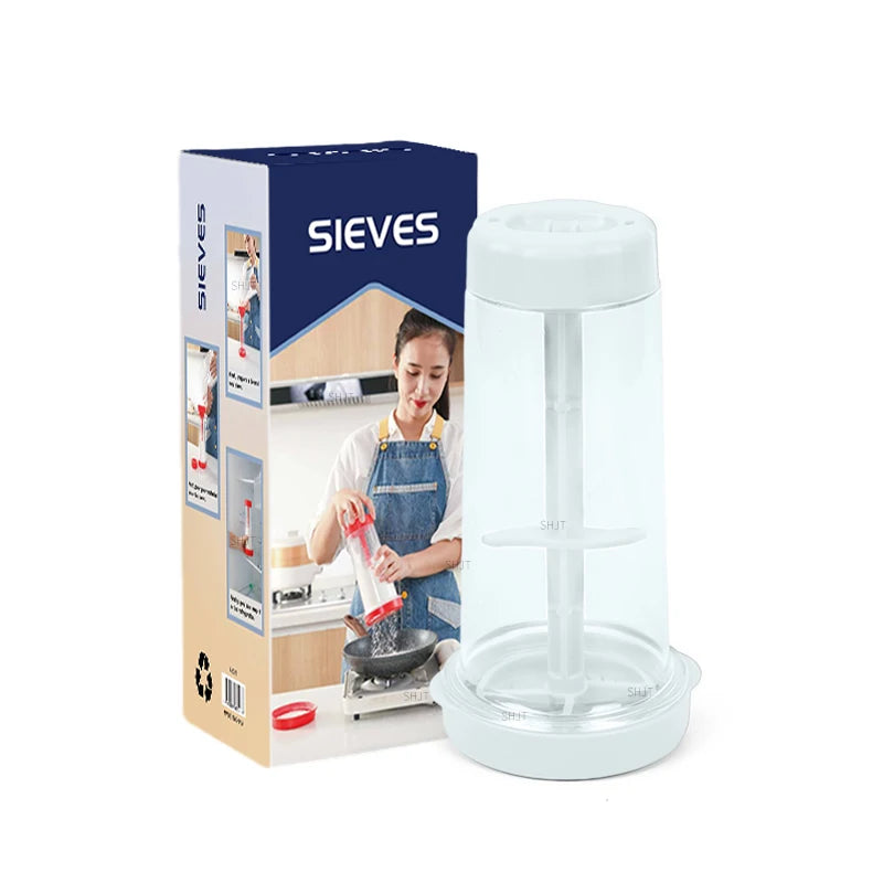 Rotating Flour Sieve Cup – Hand-Held Semi-Auto Baking Sifter Flour Sifter Cup Qst White